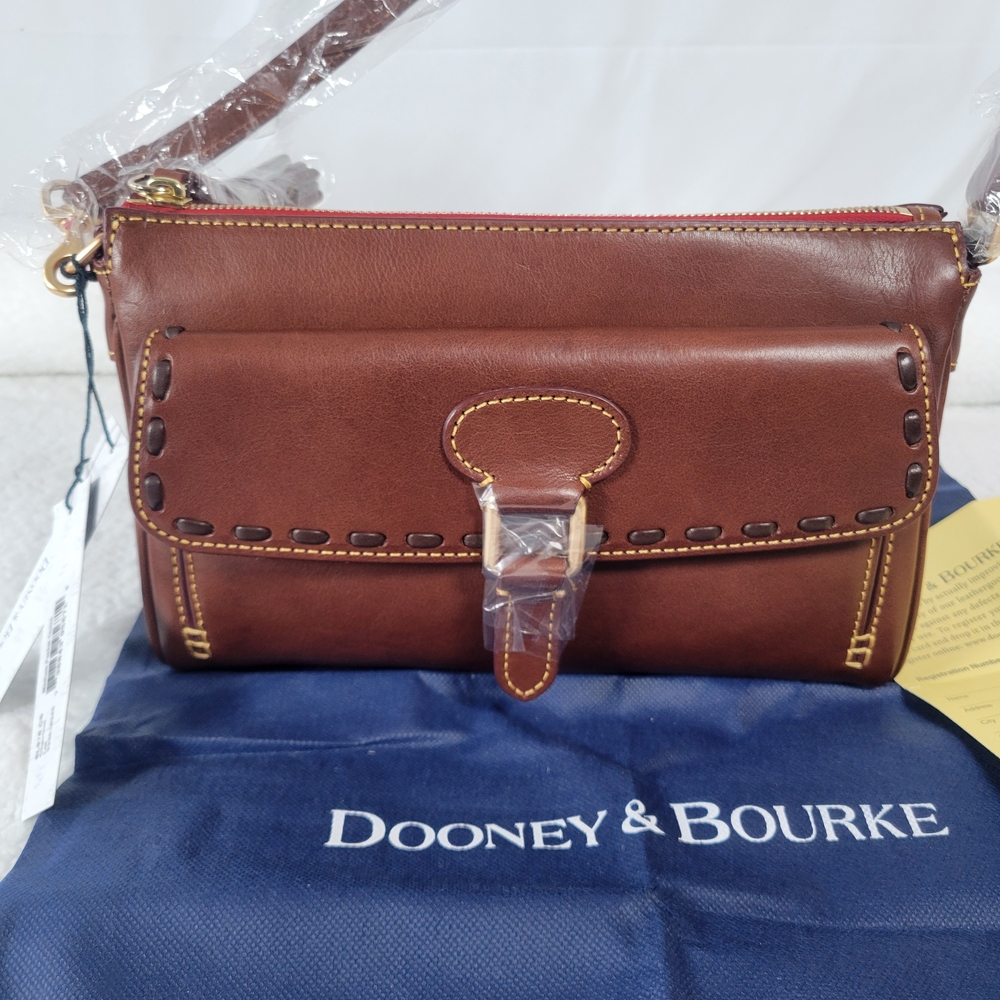Dooney & Bourke Chestnut Florentine Medium Pocket Clutch Shoulder Bag Wristlet